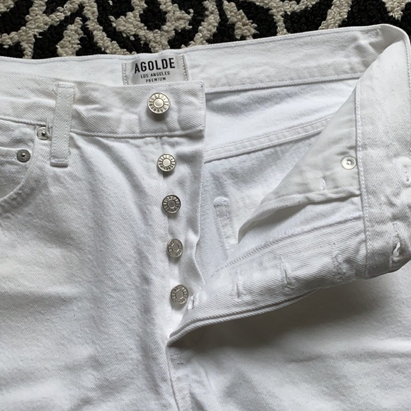 Agolde white high rise denim shorts size 27 - Picture 9 of 14